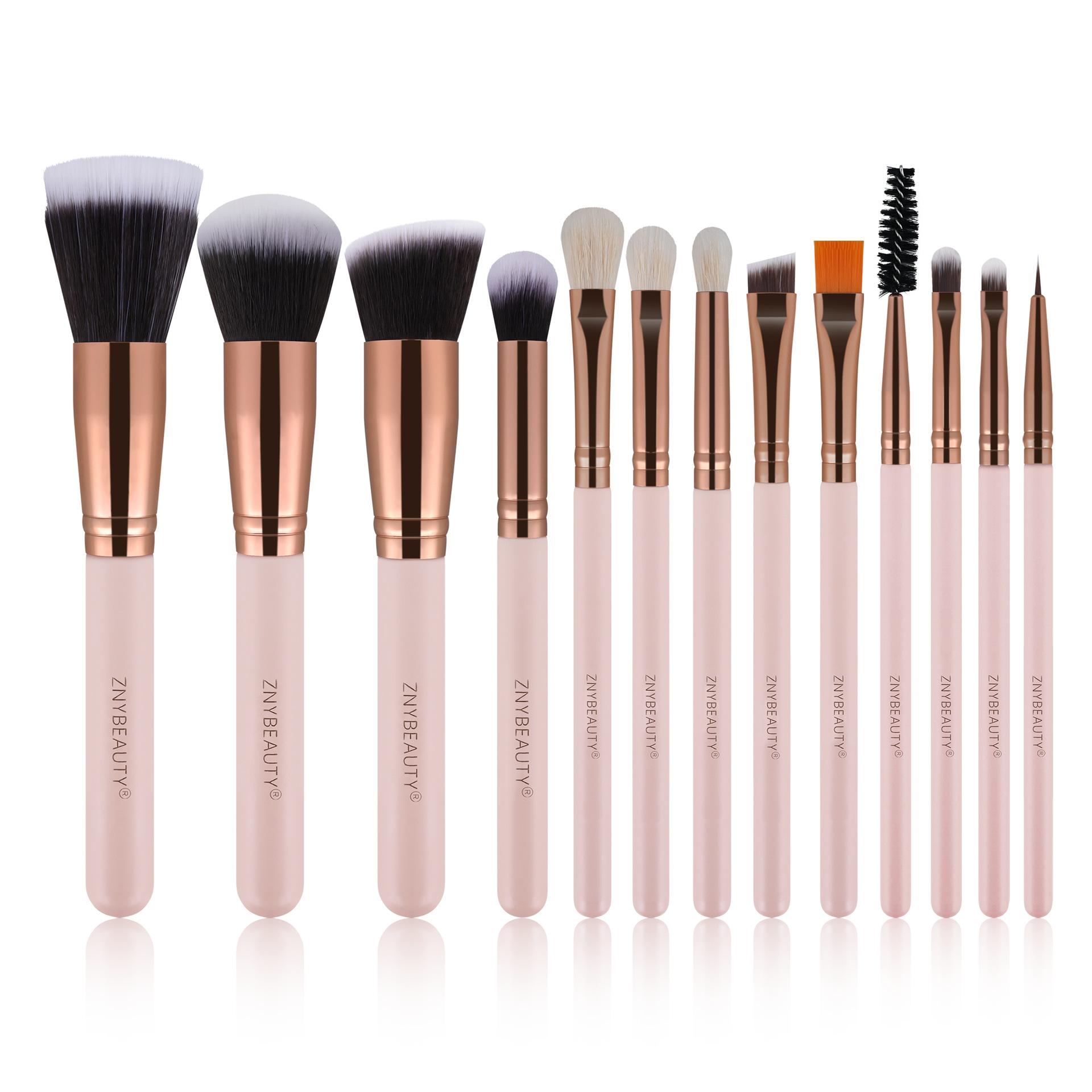 

Свободная кисть для пудры, кисть для тонального крема для начинающих, 13 розовых кистей для макияжа из шерсти животных, кисть для твердых теней из мягких волос с ведерком