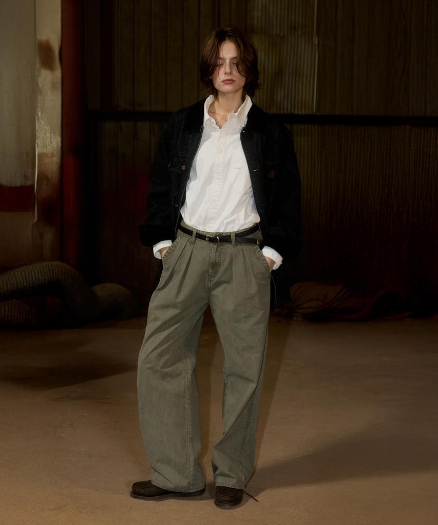MAGOODGAN Patro 4811 Washed Double-Pleat Wide-Fit Khaki Chino Pants