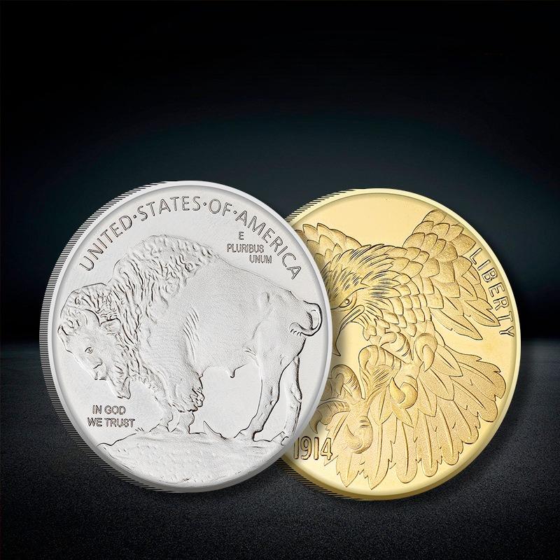 American Wanderer Coin, 1914, Falcon Bull Coin, Gold and Silver Coins, Collection, Craftsmanship, Play with