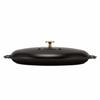 Staub Shallow Oval Serving Dish with Lid, 31cm, Enamel Pot, Shallow, Induction and Oven Safe, 1332125/40509-400-0, Black
