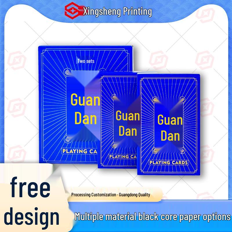 Guandan Special Playing Cards - Black Core Linen Texture for Entertainment Competition 60x97mm синий