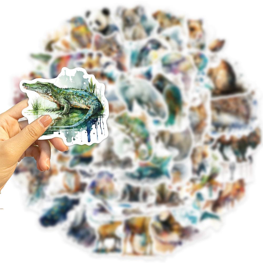 

50 Акварельных Граффити Наклеек с Животными Персонализированные Декоративные Наклейки для Гитары, Ноутбука, Чемодана, Водонепроницаемые для DIY