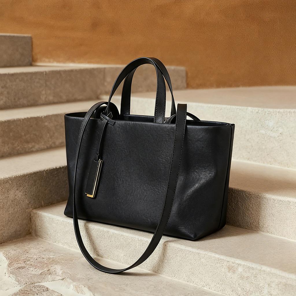 Women's Bag New Genuine Leather Women's Bag Underarm Shoulder Cross-border Cowhide Tote Bag Niche Crossbody Retro Soft Leather Large Capacity