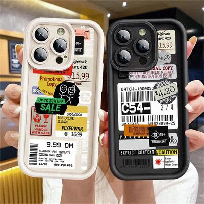 Stickers Collage Code Label Case For Apple iPhone 17 16 15 14 13 12 11 Pro Max 17 Air 16E XS X XR 7 8 Plus Soft Phone Back Cover