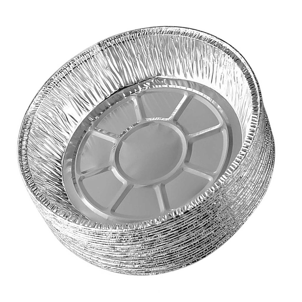 50 Stück 7 Zoll Einweg-Aluminiumfolien-Teller Runde Zinnfolien-Kuchenformen für Heißluftfritteusen Backen Kochen Lagerung Braten