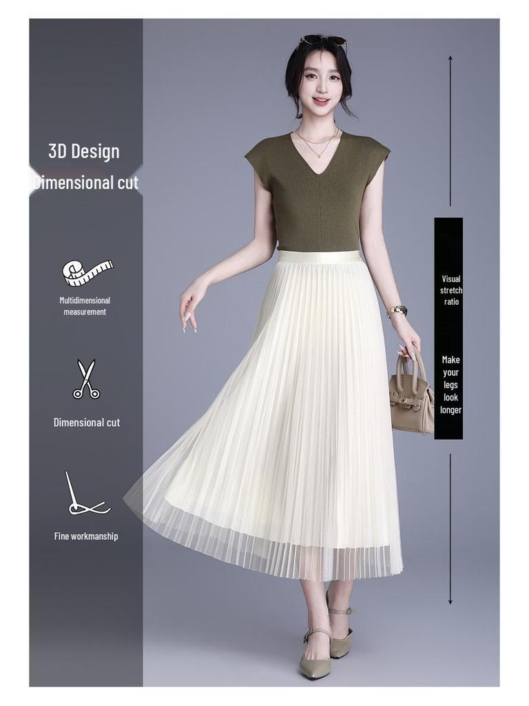 Stylish Double-Sided High-Waisted Pleated Skirt - Spring/Summer 2026 Collection