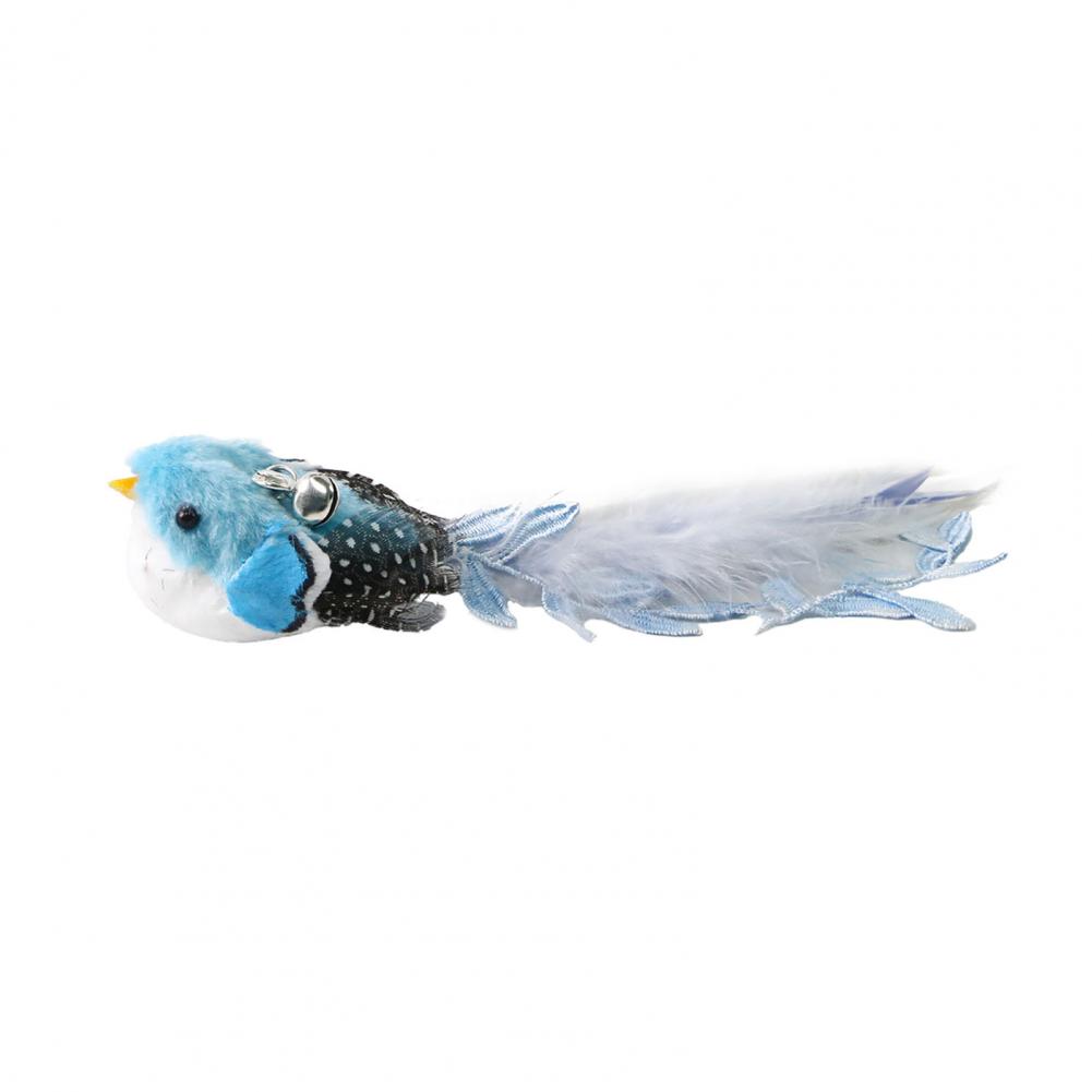 

Cat Teaser Wand Head Cat Safe Play Toy Cat Teaser Wand Replacement Plush Bird with Feathers Bell Toy for Hunting Instincts синій