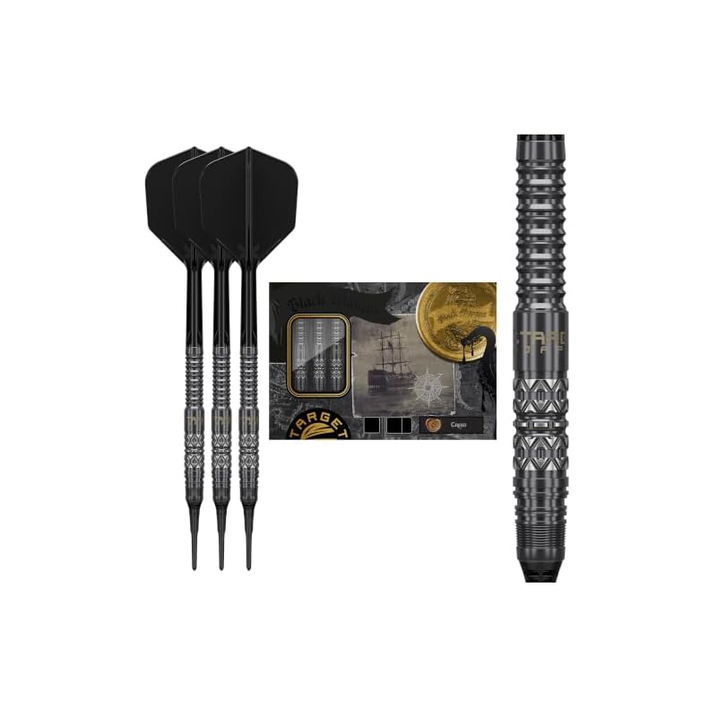 Target Japan BLACK MARQUE CREED Shunpei Kuroda Player 90% Tungsten K-Flex 2BA Soft Tip Darts Set 21.5g 2BA SOFT TIP DARTS K-Flex No.6 Shape Flights