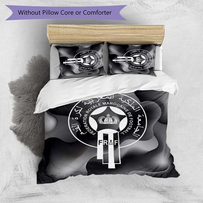 Set Biancheria da Letto Stampata Calcio Marocco 3 Pezzi Set Copriletto Accogliente Traspirante come Regalo per Inaugurazione Casa Vacanze