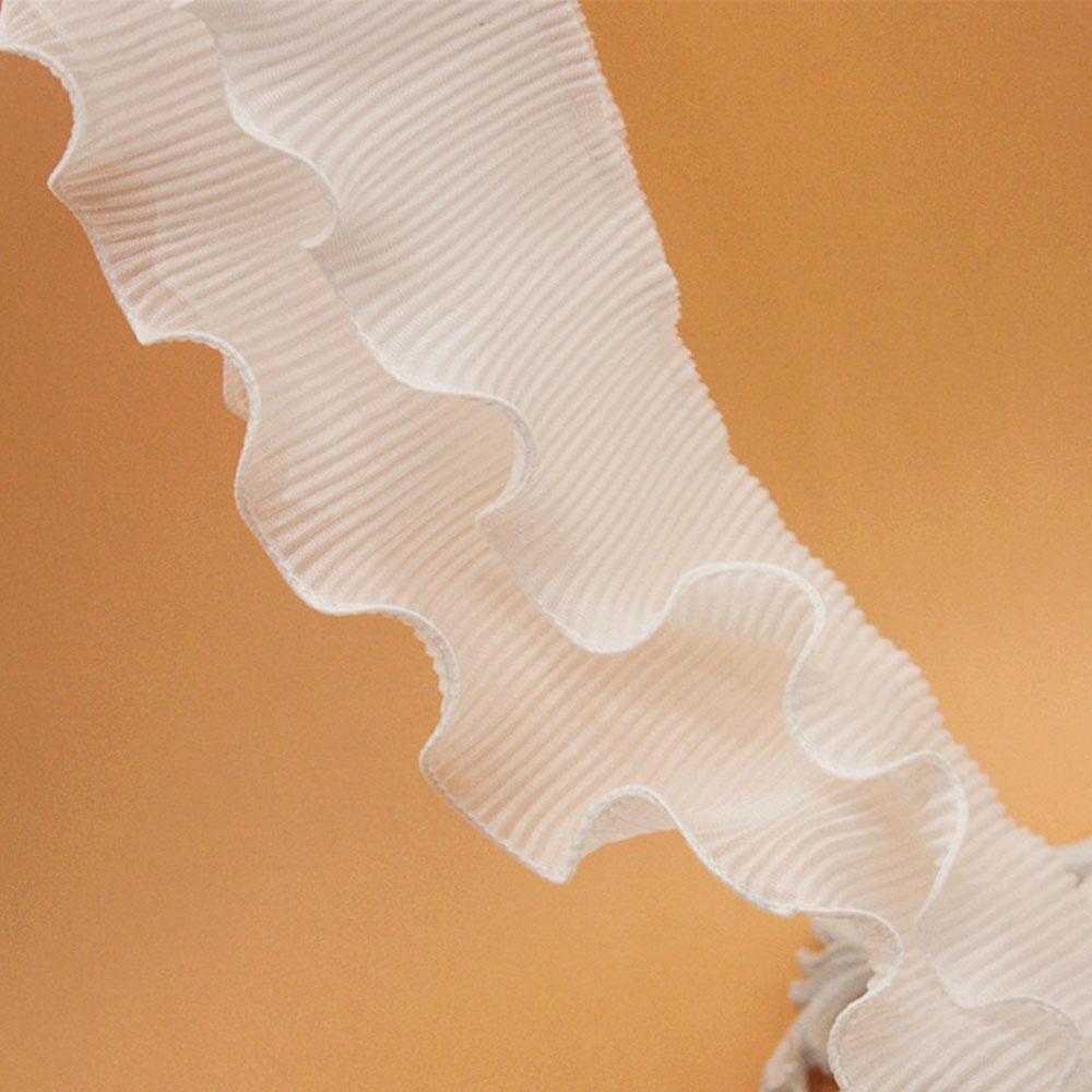 New Arrival 8.5cm 2-Layer Elastic Pleated Chiffon Lace White/Black Ruffle Edging Trim for Doll Clothing Decor DIY Sewing Supply
