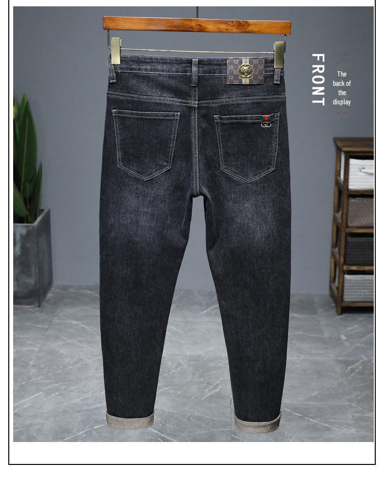 Douyin Trendy Pánské Vysoce Elastické Slim Fit Zimní Džíny - Pohodlné, Cenově Dostupné a Stylová Korejská Móda.