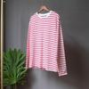 Casual Women's Long Sleeve Round Neck Striped Cotton Top for Spring Fashion Versatile T-shirt America and Europe