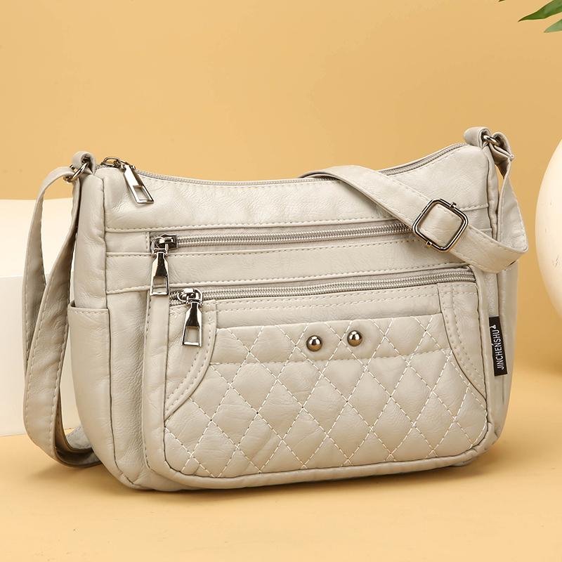 Women's Soft Leather Bag Vintage Mother Bag PU Large Capacity Middle-Aged Shoulder Crossbody Bag