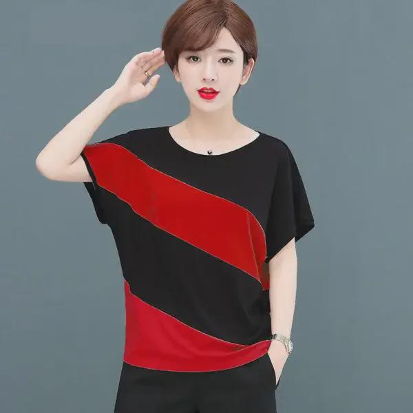 2024 Plus Size Women's Batwing Sleeve T-shirt: Loose, Slimming Korean Style for Summer