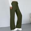 Modische Damen-Farbhose mit weitem Bein, hoher Taille, lockeren Taschen mit Kordelzug, Freizeithose