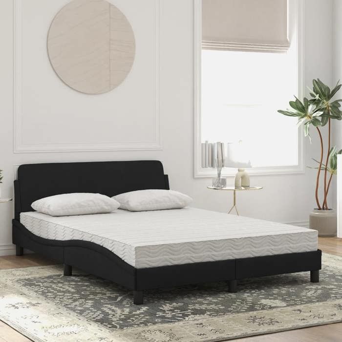 VidaXL Lit avec matelas noir 120x200 cm velours 3208373
