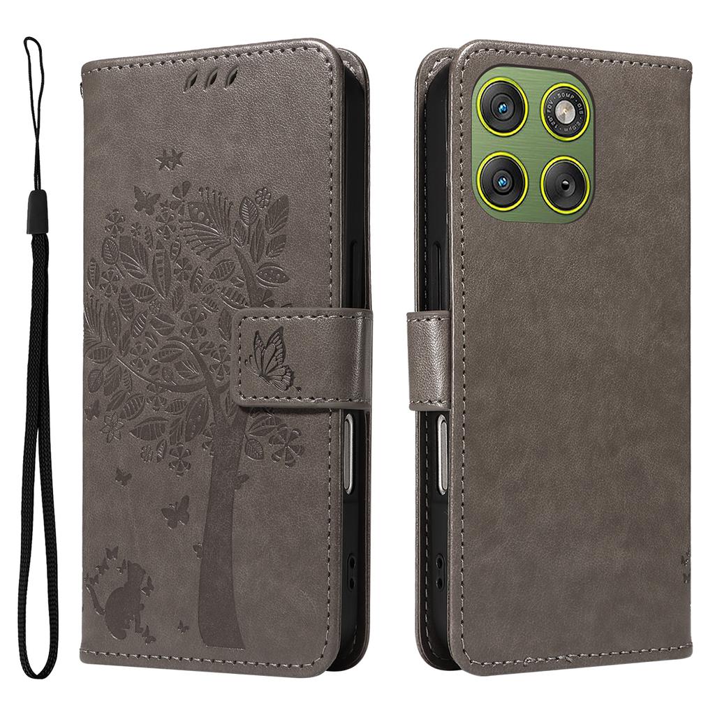 For Motorola Edge 70 5G Phone Case with Stand Cat Tree Pattern Leather Wallet Mobile Cover