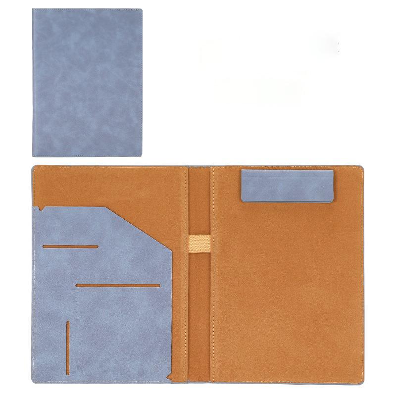 Business Document Clip File A4 Pu Leather Office Stationery Multi-functional Contract Negotiation Conference Folder China (Blue,A4(240*330mm)) синий