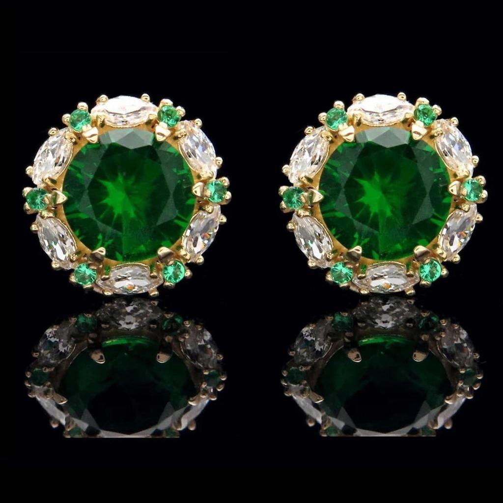 New European and American Green Blue White Round Zircon White Diamond Womens Versatile