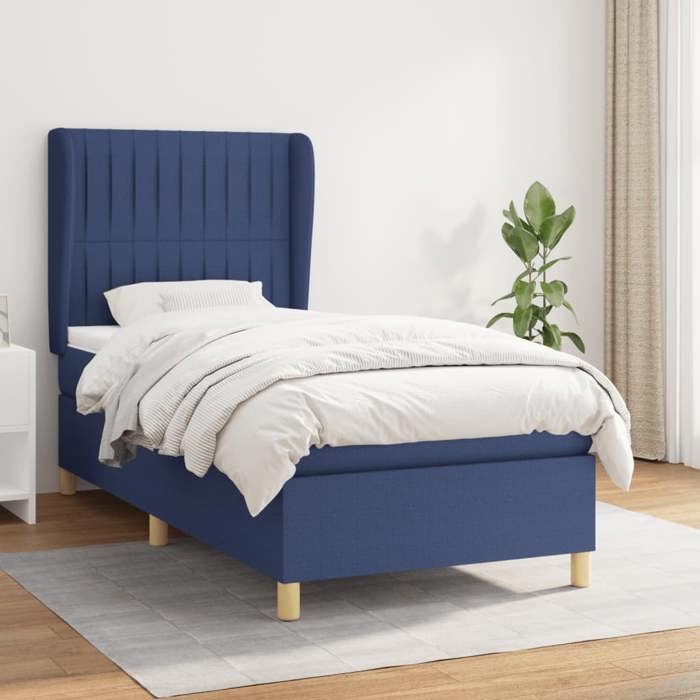 3128667 vidaXL Divan Bed with Mattress Blue 100x200 Cm Fabric