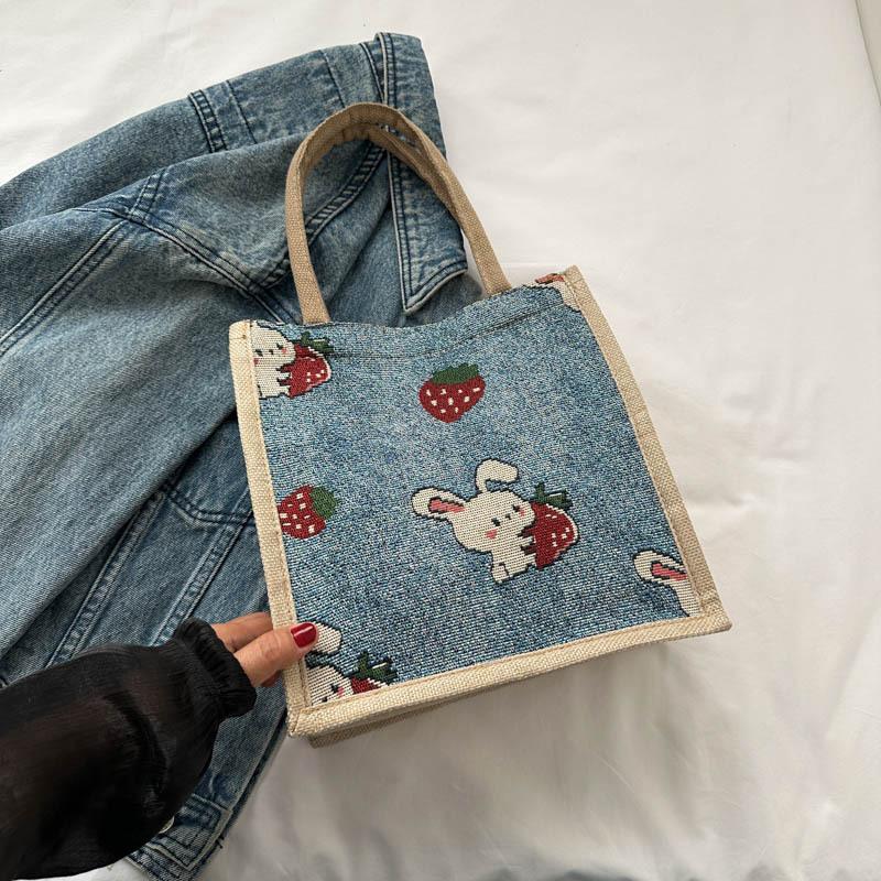 Large Capacity Commuting Bag for Women New Fashion One-shoulder Tote Bag Ethnic Style Student Handheld Class Bag Trend