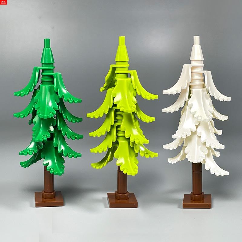 MOC Bricks Plant Winter Tree Model Forest Bush Pine Building Block City Street House Cottage Scene Decoration Kid Toy Gift