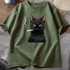 Smoking Cat TShirt Unisex Funny Y2K Vintage Trendy Streetwear Graphic T Shirt Edgy Cat Lover Tshirt Round Neck Short Sleeved Tee