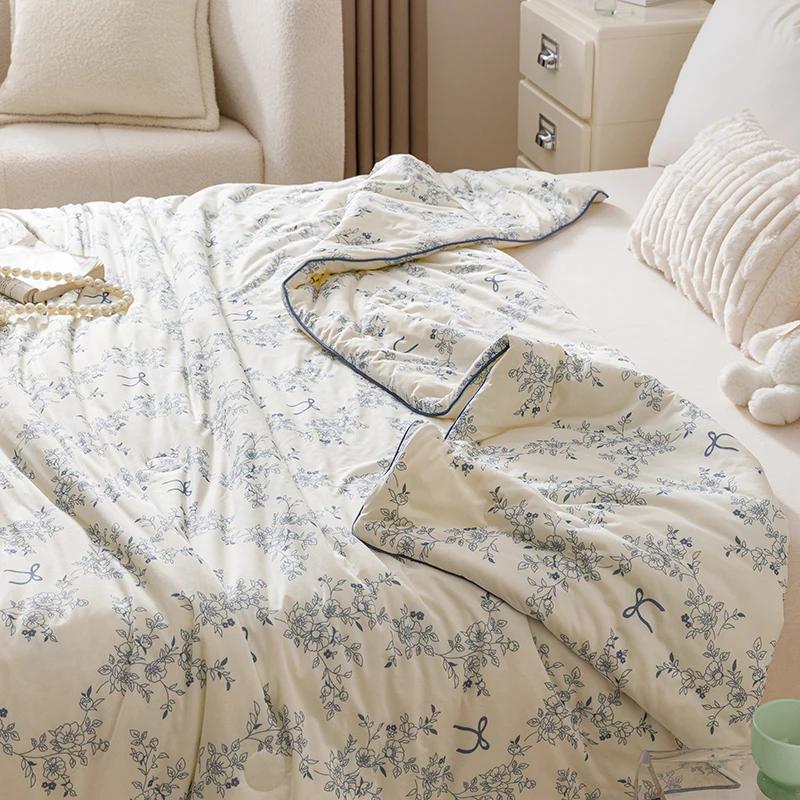 Cool Summer Quilt - Class A Milk Silk & Knitted Cotton (20% Soybean, Ultra-Soft Air-Con Bedding)