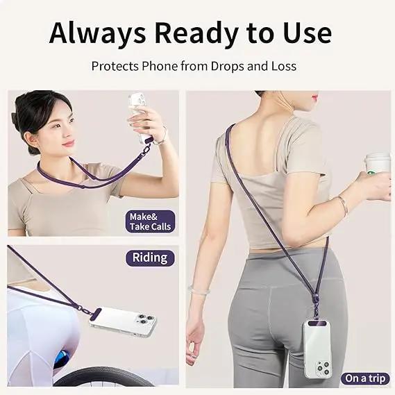 Cordón Universal para Teléfono con Clip Mejorado Anti-Caída Rotación 360° Correa Ajustable para Cuello/Cruzada para Todas las Fundas de Teléfono