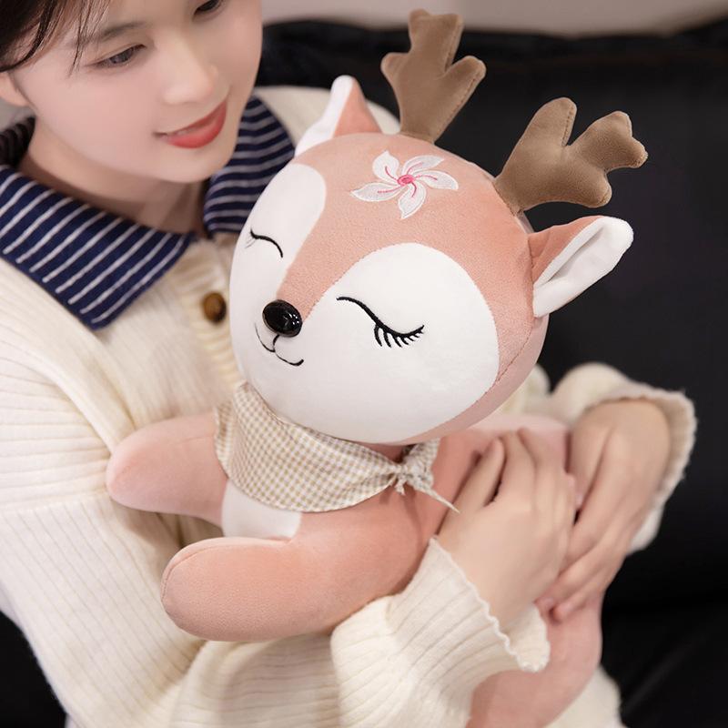 Cute Party Sika Deer Doll Plush Toy Deer Doll Children Soothing Rag Doll Girl Birthday Gift