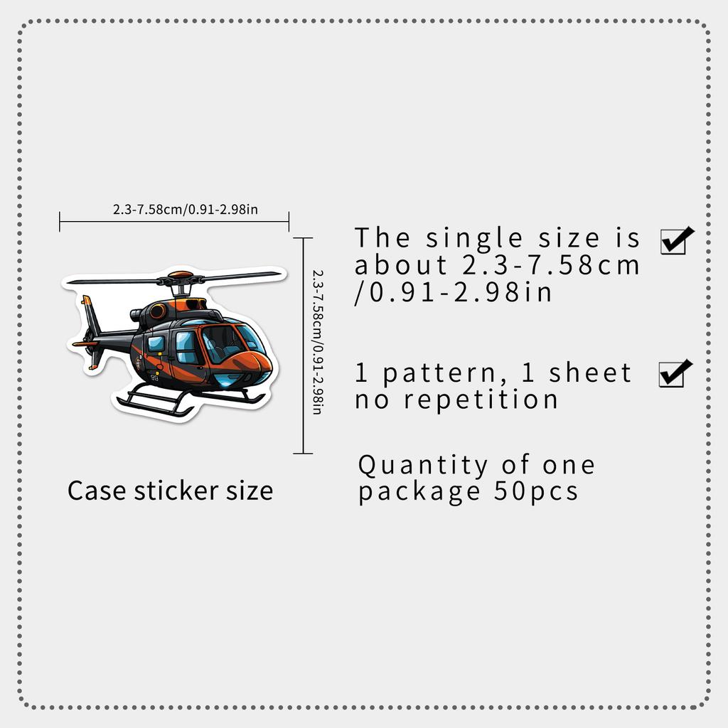 50/100PCS Cartoon Helicopter Stickers Cool Transportation Waterproof Decoration DIY Notebook Stickers