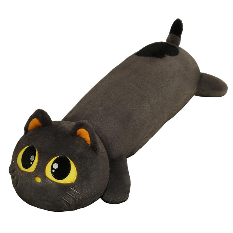 90/110CM Long Kawaii Black Cat Plush Toy Doll Cute Big Cuddly Pillow Cushion White Grey Cats Plush Toy For Boy Girl Gift