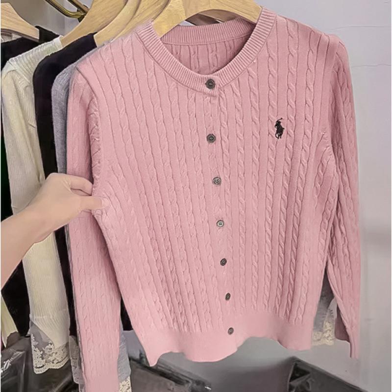 Women Autumn Winter Long Sleeve O Neck Little Horse Mark Soft Breathable Loose Cardigan Sweater Coat