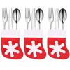 Décoration de table - SPRINGOS - 3 Pcs Porte-couverts de Noël - Rouge - Flocon de neige blanc - Tissu textile