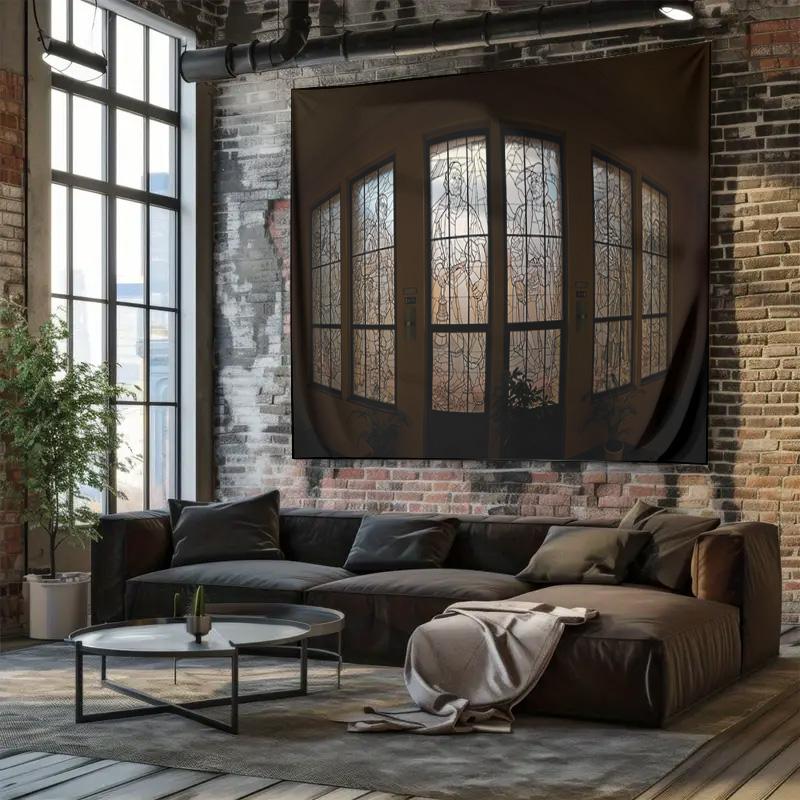 

Витражное окно Сцена в церкви Настенный гобелен Машинная стирка Всесезонный Декор Печать Религиозный дизайн Дом Прочные материалы 74x94cm(29x37in)