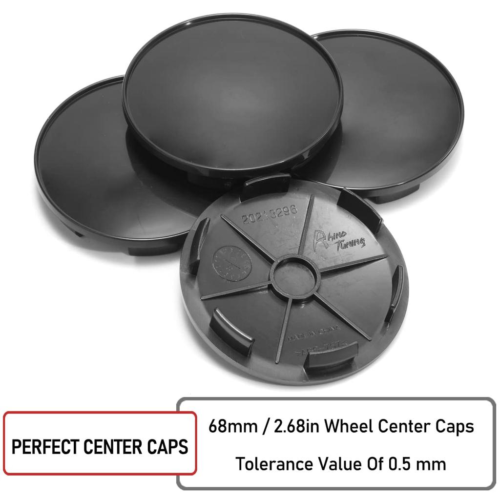 Wheel Center Caps 68mm 61.5mm 4 Pieces Black Wheel Cover Center Cover