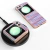 ABEEL For Samsung Galaxy Z Flip7 FE 5G/Z Flip6 5G Case Electroplating Edge Plaid Texture PU Leather+PC Phone Cover