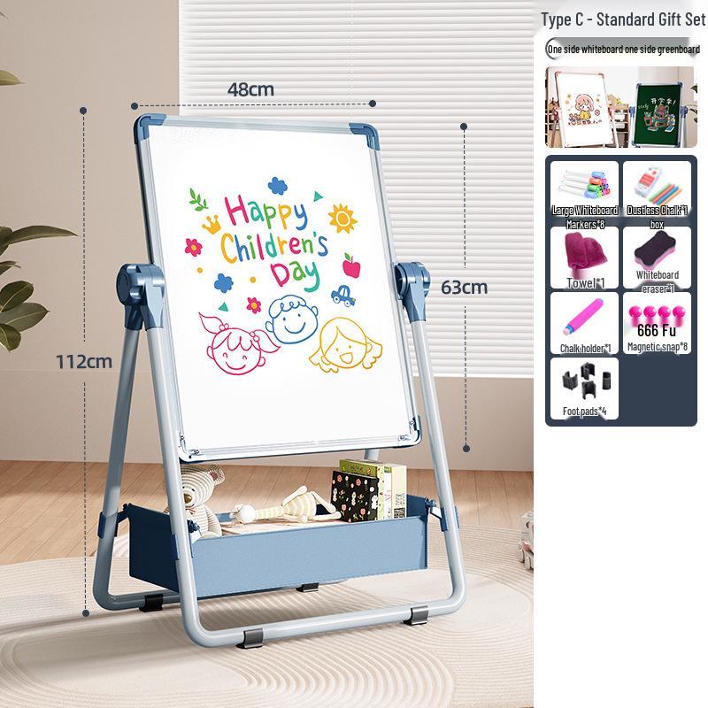Portable Children's Magnetic Easel with Blackboard & Whiteboard for Graffiti
