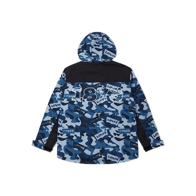 Levis Loose Fit Color Block Camouflage Casual Jacket Men Jackets Camouflage-Blue A5172-0000