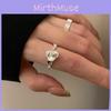 Elegant Korean Style Open Adjustable Ring S925 Pure Silver For Women With Geometric Design