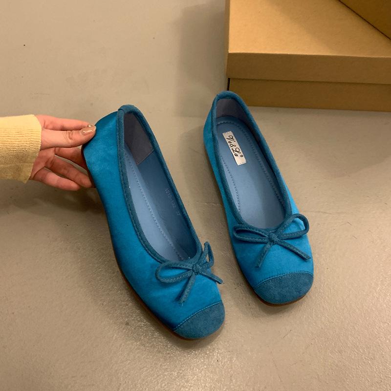 Silver Ballet Soft-soled Single Shoes for Women's 2025 Spring New French Evening Breeze Gentle Flat-bottomed Light-mouth Beanie Ladyshoes