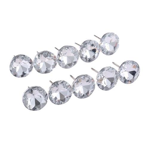 DRELD 10Pcs Diamond Crystal Upholstery Nails Buttons Tacks Studs Pins 14/16/18/22mm Sofa Wall Decoration Furniture Accessory