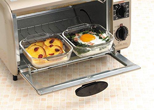iwaki Toaster Oven Plates, Half, Set of 2, Microwave and Oven Safe, Heat-Resistant Glass