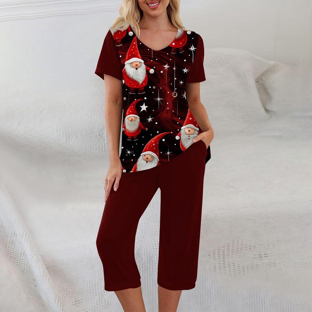 2dílné sady pro ženy Léto s krátkým rukávem a kalhotami s kapsami Sady na cvičení soft