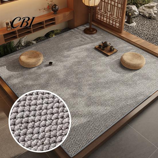 Low Saturated Bedroom Floor Mat Solid Color Area Rug, Rustic Living Room Minimalist Soft Rug with Anti-Slip Backing, Indoor Carpet for Tea Washable
