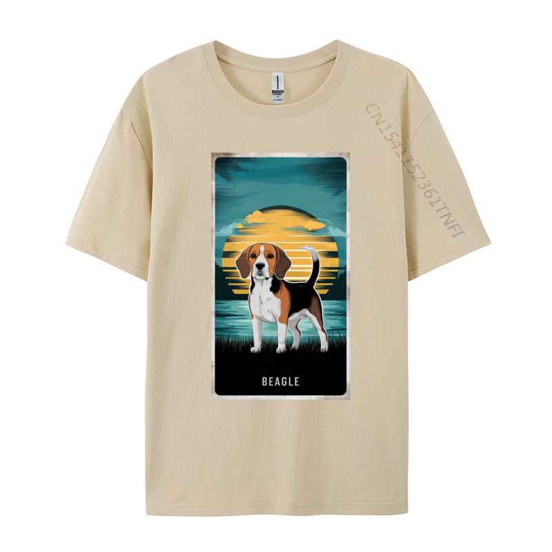 Classic Beagle Sunset TShirt Men Coupons Printed Tops  Tees Cotton T Shirts Cute Dog Anime Tshirts