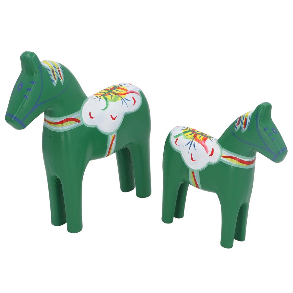 1 Pair Swedish Dala Horse Decor Wooden Traditional Painted Dalecarlian Horse Statue Figurine Home Ornament Handicraft