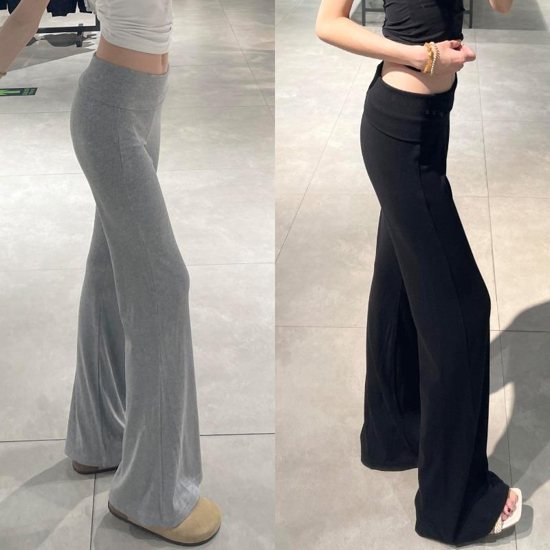 Gray waist-turning sports flared pants children's autumn new small yoga lulu flared sweatpants