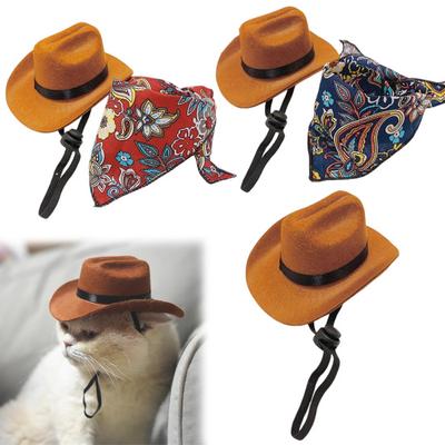Haustier Cowboyhut Mini Haustier Cosplay Kappe Verkleiden Bandana Schal Halloween