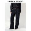 UR Women's Vintage Belted Cotton Denim Long Pants